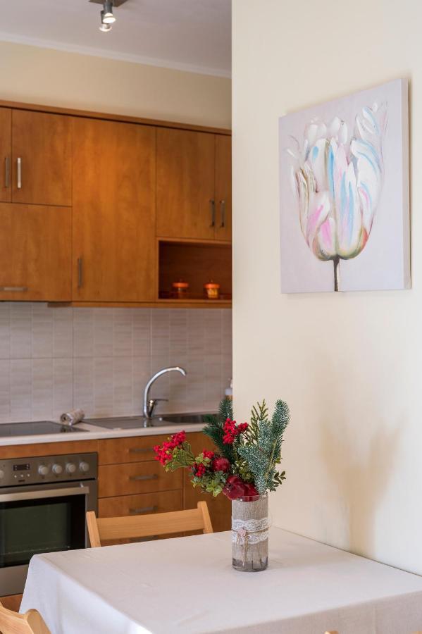 Luxury Coastal Retreat, Mountain View Balcony With Palm Trees & Parking Apartman Hriszí Aktí Haniá Kültér fotó